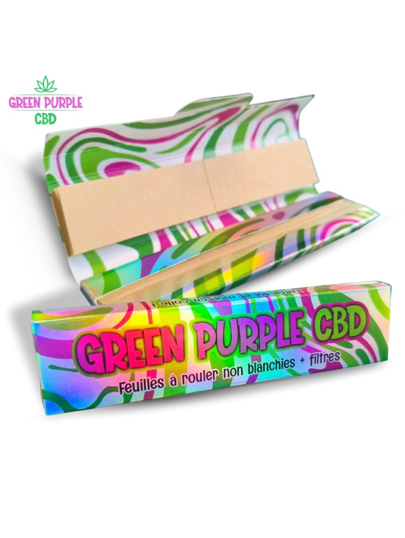 FEUILLES SLIM NON BLANCHIES + CARTONS GREEN PURPLE x32