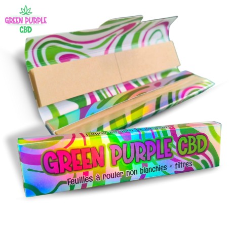 FEUILLES SLIM NON BLANCHIES + CARTONS GREEN PURPLE x32