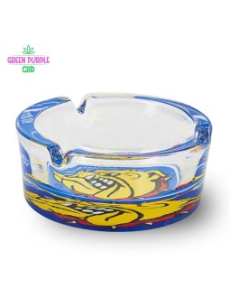 CENDRIER EN VERRE BULLDOG 10CM DIAMETRE