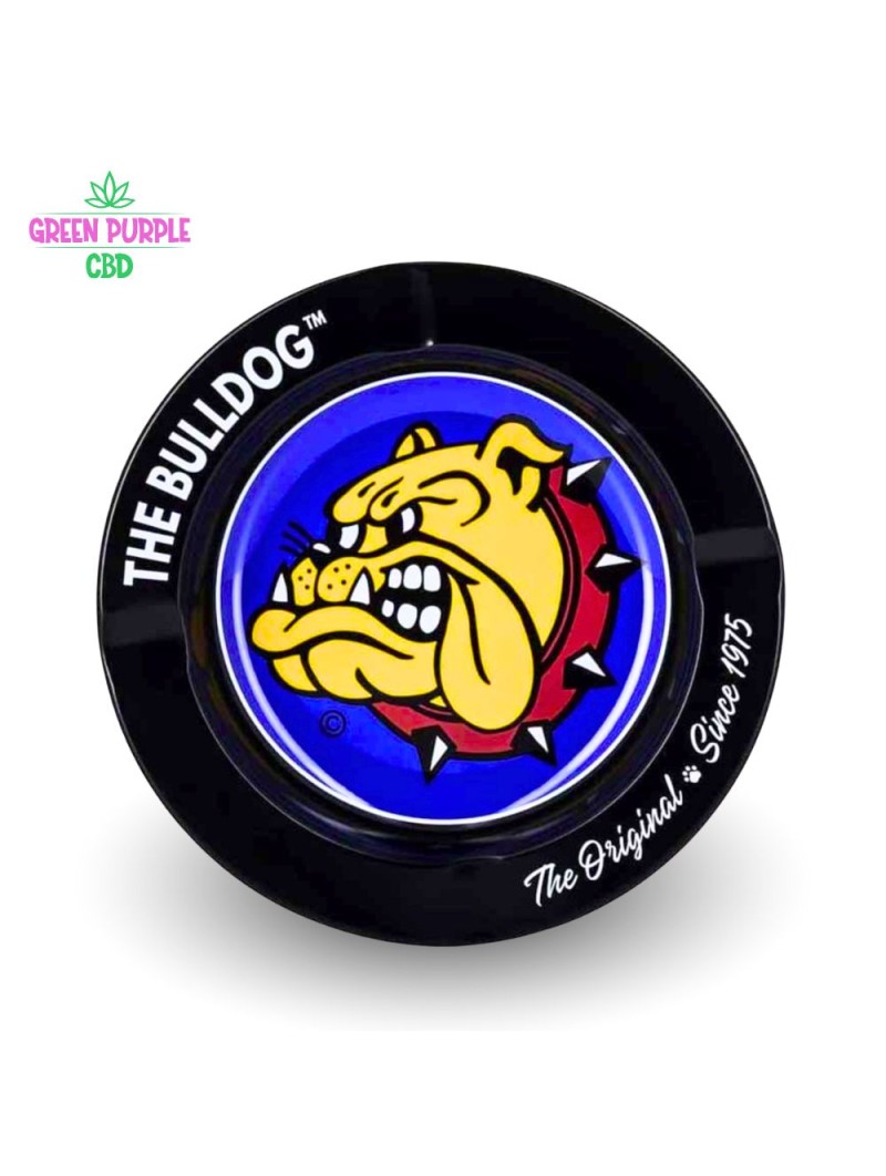 CENDRIER NOIR METAL BULLDOG 14CM