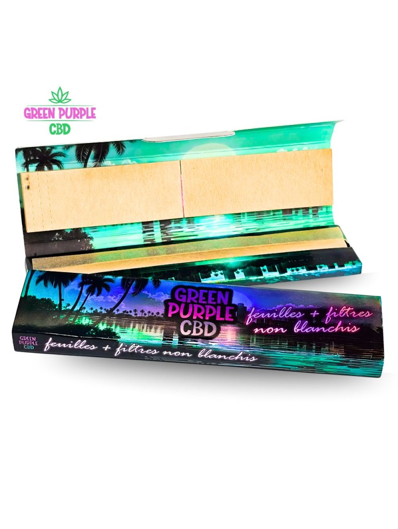 FEUILLES SLIM NON BLANCHIES + CARTONS GREEN PURPLE x32