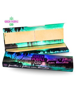 FEUILLES SLIM NON BLANCHIES + CARTONS GREEN PURPLE x32