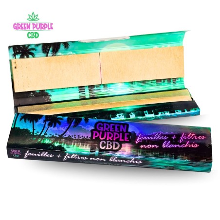 FEUILLES SLIM NON BLANCHIES + CARTONS GREEN PURPLE x32