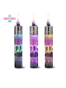 Briquet Clipper Green Purple rechargeable