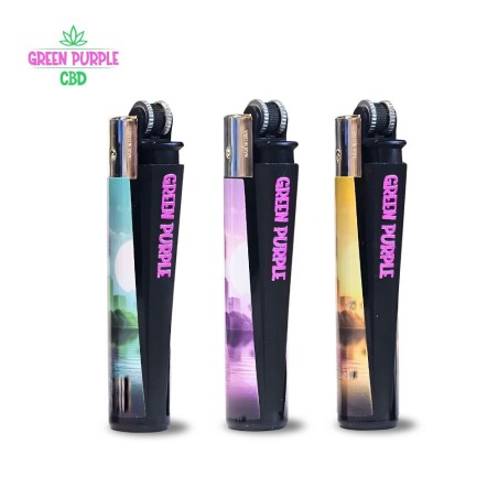 Briquet Clipper Green Purple rechargeable