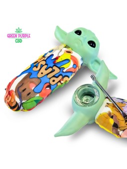 Pipe silicone/verre Baby Yoda Kawaï