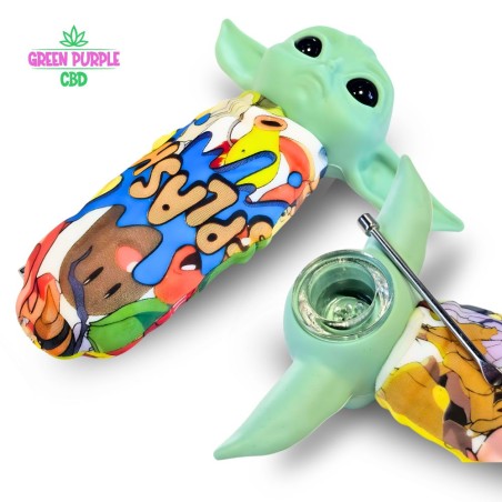 Pipe silicone/verre Baby Yoda Kawaï