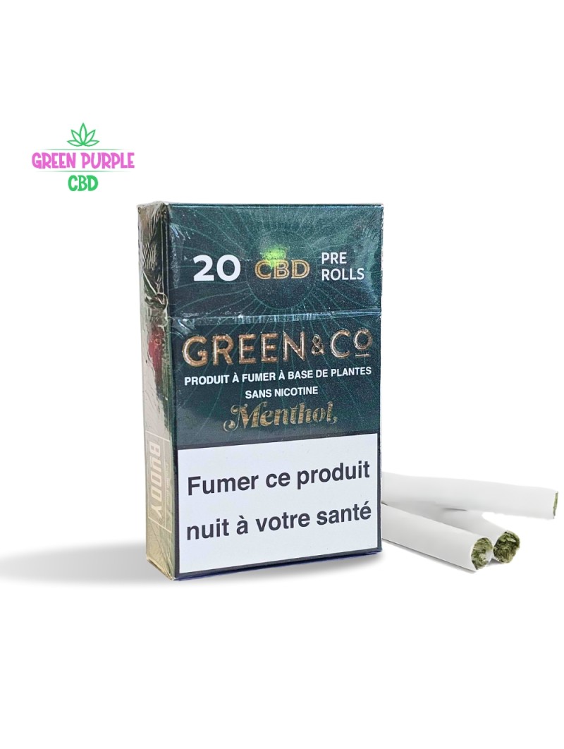 PRE-ROLL GREEN & CO MENTHOL X20 CIGARETTES CBD