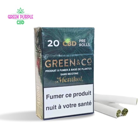 PRE-ROLL GREEN & CO MENTHOL X20 CIGARETTES CBD